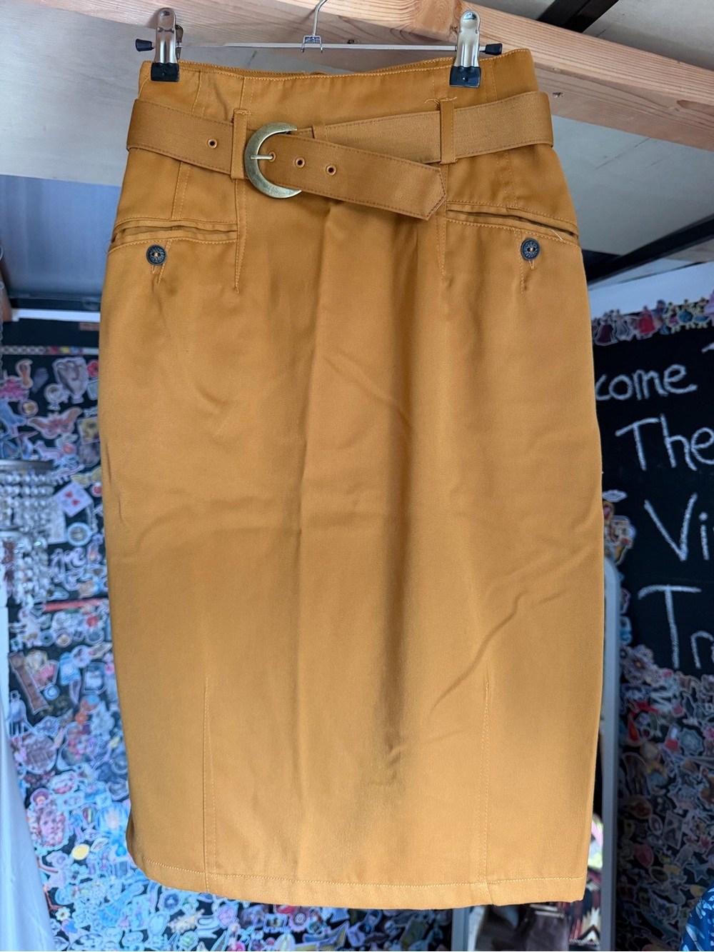 Autograph Mustard Belted Pencil Skirt